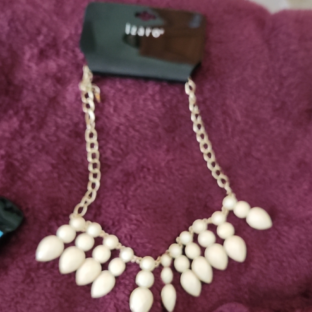 Izaro White Statement Necklace with Cascading Beads